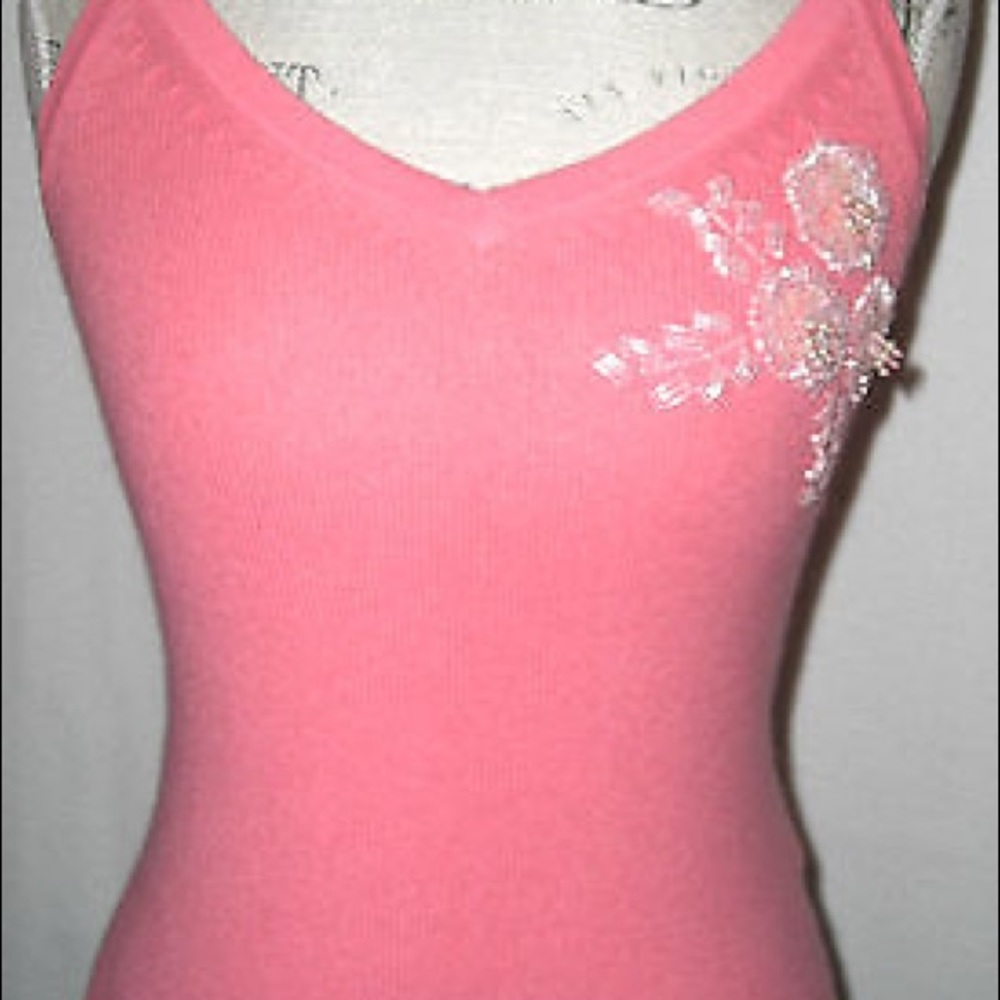 BANANA REPUBLIC CORAL ANGORA BEADED TANK - XS